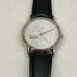 Disney D23 Gold Member Watch - Black Leather Band - Bandleader Mickey Mouse, New